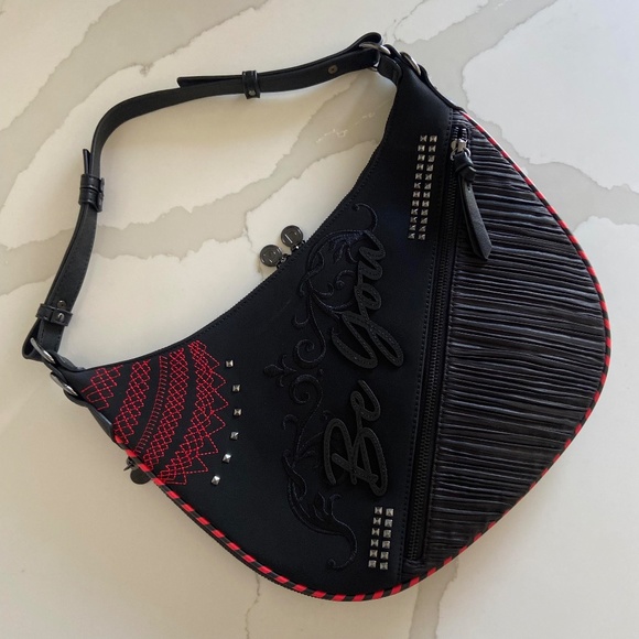 Desigual Half Moon Shoulder Bag RARE FIND WESTERN GOTH CHIC EMBOSSED WHIMSY GOTH - Picture 4 of 10